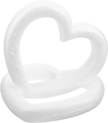 COHEALI Wedding Wreath Floral Arranging 2pcs White Foam Heart Wreath DIY Craft Heart Garland Decor Festival Hanging Ring, 9.84 Inch in Saudi Arabia