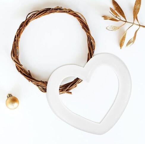 COHEALI Wedding Wreath Floral Arranging 2pcs White Foam Heart Wreath DIY Craft Heart Garland Decor Festival Hanging Ring, 9.84 Inch in Saudi Arabia