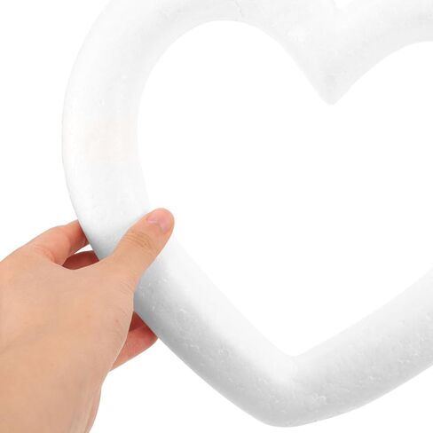 COHEALI Wedding Wreath Floral Arranging 2pcs White Foam Heart Wreath DIY Craft Heart Garland Decor Festival Hanging Ring, 9.84 Inch in Saudi Arabia