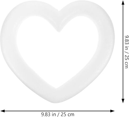 COHEALI Wedding Wreath Floral Arranging 2pcs White Foam Heart Wreath DIY Craft Heart Garland Decor Festival Hanging Ring, 9.84 Inch in Saudi Arabia