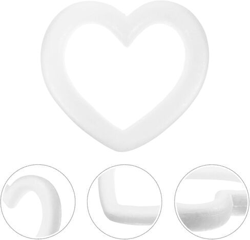 COHEALI Wedding Wreath Floral Arranging 2pcs White Foam Heart Wreath DIY Craft Heart Garland Decor Festival Hanging Ring, 9.84 Inch in Saudi Arabia