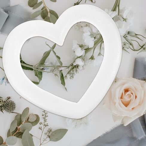 COHEALI Wedding Wreath Floral Arranging 2pcs White Foam Heart Wreath DIY Craft Heart Garland Decor Festival Hanging Ring, 9.84 Inch in Saudi Arabia