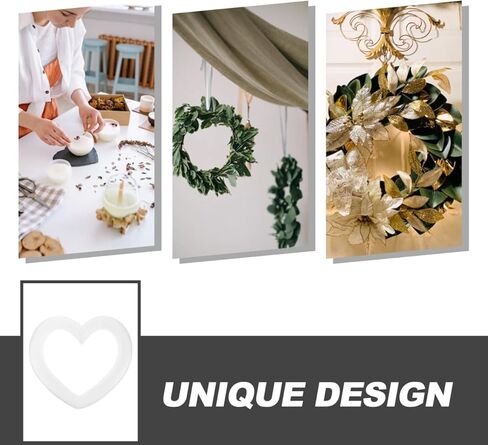 COHEALI Wedding Wreath Floral Arranging 2pcs White Foam Heart Wreath DIY Craft Heart Garland Decor Festival Hanging Ring, 9.84 Inch in Saudi Arabia