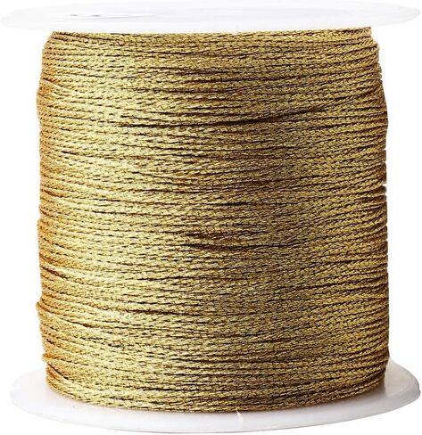 Pengxiaomei 218 Yards/656 Feet Metallic Cord Gold Twine, 2 Spool Gold Thread String for Bracelet Making Jewelry Making Thread Gold Craft String Tinsel String Craft Making Cord(0.5mm) in Saudi Arabia