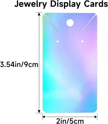 joycraft Earring Display Cards - 100Pcs Holographic Necklace Display Cards, 3.5x2 In White Paper Jewelry Card for Selling, Packaging, Small Business, Craft Fair in Saudi Arabia