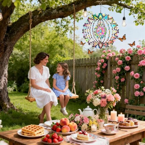 يو سين كاي الفولاذ المقاوم للصدأ الرياح الدوار، داخلي في الهواء الطلق حديقة الديكور الحرف الحلي 9.84 بوصة متعددة الألوان ماندالا الرياح المغازل، 3D الحركية شنقا النحت in Kuwait