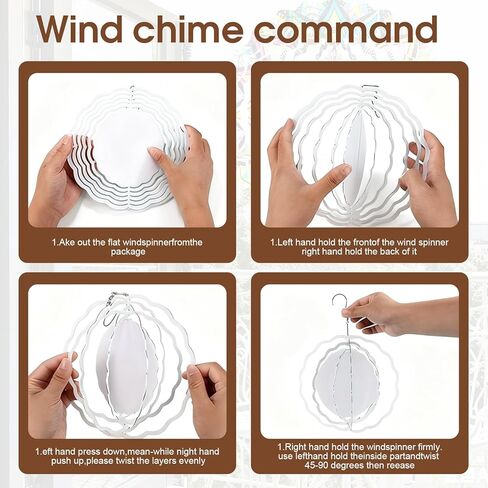 يو سين كاي الفولاذ المقاوم للصدأ الرياح الدوار، داخلي في الهواء الطلق حديقة الديكور الحرف الحلي 9.84 بوصة متعددة الألوان ماندالا الرياح المغازل، 3D الحركية شنقا النحت in Kuwait