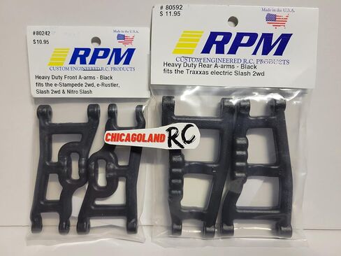 RPM 80242 أمامي و80592 خلفي يتضمن ملصق شيكاغولاند RC أسود A-Arms 1/10 T R A X X A S Slash 2wd VXL XL-5 Raptor in Kuwait