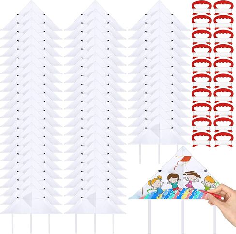 Syhood 64 Pcs DIY Kites for Toddler Kids Making Kit 20 Inch Summer Decorating Coloring Kites with String Making Craft Kits for Outdoor Game and Activities in Saudi Arabia