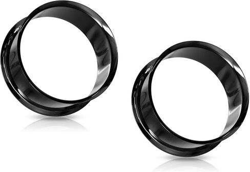 Black Double Flared Tunnel Plugs in 316L Surgical Steel with Titanium IP, Sold as a Pair (32mm (1.26")) in Saudi Arabia