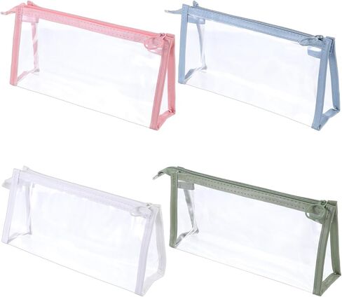 4PCS Clear Pencil Cases, Waterproof Pen Pouch with Zipper, Portable Travel Cosmetic Makeup Pouch, Stationery Toiletries Organizer, Multi-function Storage Organizer for Home Office Vacation Accessories in Kuwait