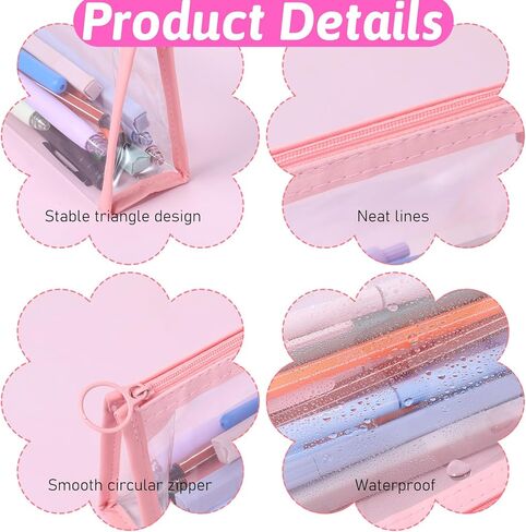 4PCS Clear Pencil Cases, Waterproof Pen Pouch with Zipper, Portable Travel Cosmetic Makeup Pouch, Stationery Toiletries Organizer, Multi-function Storage Organizer for Home Office Vacation Accessories in Kuwait
