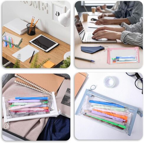 4PCS Clear Pencil Cases, Waterproof Pen Pouch with Zipper, Portable Travel Cosmetic Makeup Pouch, Stationery Toiletries Organizer, Multi-function Storage Organizer for Home Office Vacation Accessories in Kuwait