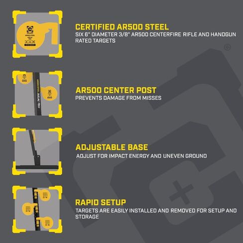 Caldwell AR500 Dueling Tree with Reactive Targets, Adjustable Frame, 6 Piece, Rifle Rated Steel, for Target Practice, Shooting, and Outdoors in Saudi Arabia