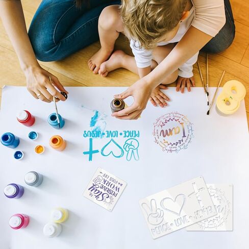 24 Pcs Inspirational Word Stencils, Reusable DIY Painting Templates for Wood, Canvas, Wall, Cards & Scrapbooking Decor, Quote and Phrase Craft Stencils Set in Kuwait