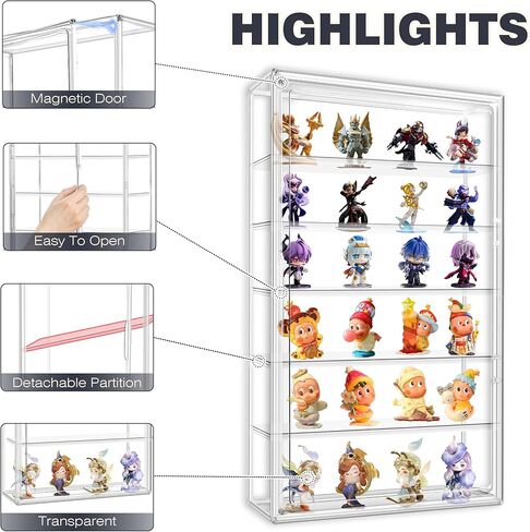 23.6'' Tall Acrylic Display Case 13.8''x12.2''x23.6'' Clear Display Case Adjustable Display Box with a Movable Divider Huge Showcase for Collectible Figure Doll, Dustproof Boot Helmet Storage Box in Saudi Arabia