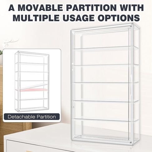 23.6'' Tall Acrylic Display Case 13.8''x12.2''x23.6'' Clear Display Case Adjustable Display Box with a Movable Divider Huge Showcase for Collectible Figure Doll, Dustproof Boot Helmet Storage Box in Saudi Arabia