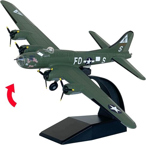 B17 طائرة قاذفة قنابل طائرة عسكرية بمقياس 1/144 نموذج عسكري مقاتل معدني مع قاعدة حامل قابلة للدوران B17 مجموعة نماذج طيران للتجميع والهدايا in Kuwait