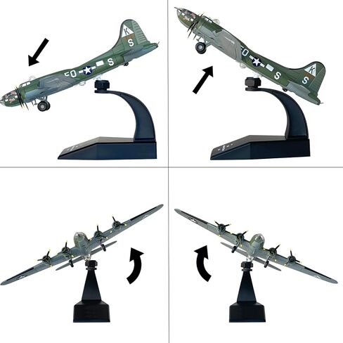 B17 طائرة قاذفة قنابل طائرة عسكرية بمقياس 1/144 نموذج عسكري مقاتل معدني مع قاعدة حامل قابلة للدوران B17 مجموعة نماذج طيران للتجميع والهدايا in Kuwait