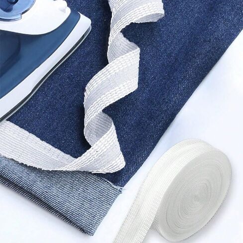1 Roll Self-Adhesive No-Cut Hem Tape - Iron-On Double-Sided Fusible Bonding Web, Heat-Activated Fabric Glue Mesh for Clothing Hem Adjustment, Craft Projects & Decorative Bonding (1 M) in Saudi Arabia