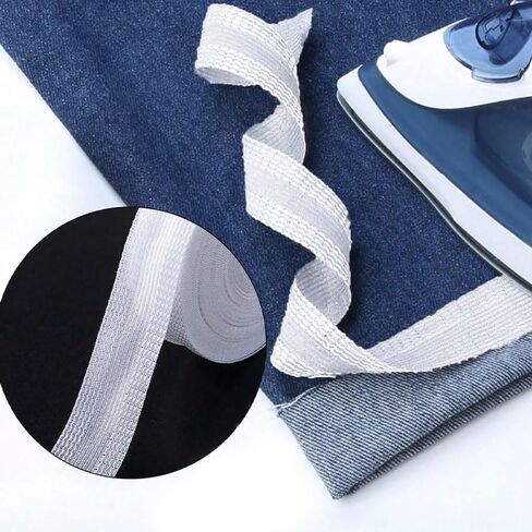 1 Roll Self-Adhesive No-Cut Hem Tape - Iron-On Double-Sided Fusible Bonding Web, Heat-Activated Fabric Glue Mesh for Clothing Hem Adjustment, Craft Projects & Decorative Bonding (1 M) in Saudi Arabia