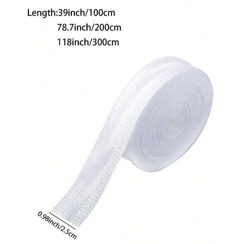 1 Roll Self-Adhesive No-Cut Hem Tape - Iron-On Double-Sided Fusible Bonding Web, Heat-Activated Fabric Glue Mesh for Clothing Hem Adjustment, Craft Projects & Decorative Bonding (1 M) in Saudi Arabia
