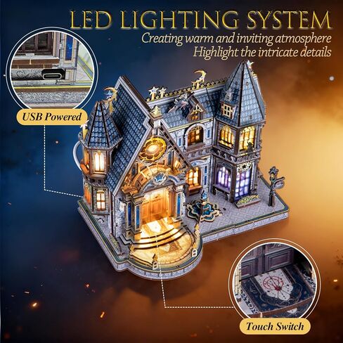 لغز خشبي ثلاثي الأبعاد LED، مدرسة للمعالجات مع إضاءة DIY نموذج بناء خشبي مصغر in Kuwait
