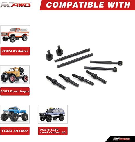 أعمدة قيادة RCAWD لعربة الطاقة FMS FCX24، وSmasher، وK5 Blazer وFCX18 LC80 Land Cruiser 80 ترقيات، وأعمدة محاور CVD الأمامية وعظام الكلاب الخلفية ومحاور كعب، أجزاء 1/24 1/18 in Saudi Arabia