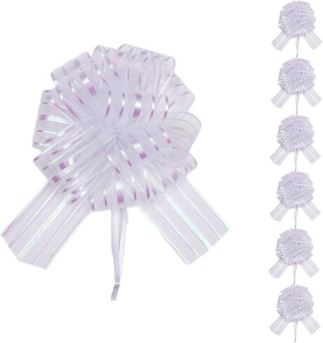 6 PCS Large Pull Bows, White Bow for Gift Wrapping,Gifts Decorations,6″ Party Wedding Ribbon Bows for Wrapping Boxes or Flower Decorations,Presents or Christmas Tree (White) in Saudi Arabia