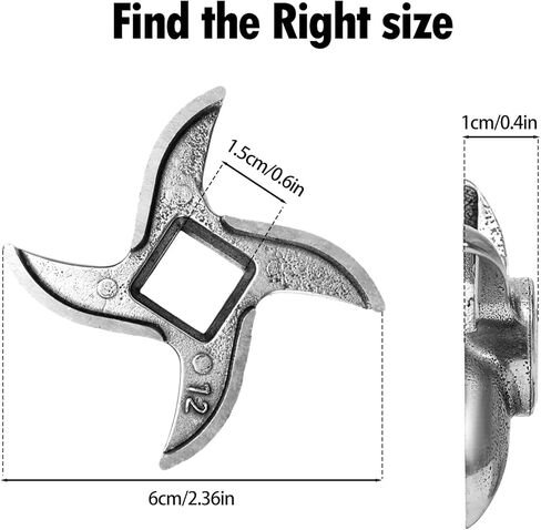 2PCS #12 Meat Grinder Blade - Meat Grinder Blades Replacement for Grinders，Stainless Steel Knife Cutter Meat Grinders Accessories in Saudi Arabia