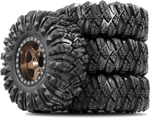 STMU Negative Offset 10.4mm 1.9 Beadlock Wheel Rims Aluminum and 1.9 RC Crawler Tires 4.33 Inch OD Foam Inserts for Traxxas TRX4 Axial SCX10 SCX10 II III RBX10 Redcat Gen 8 (Brown) in Kuwait