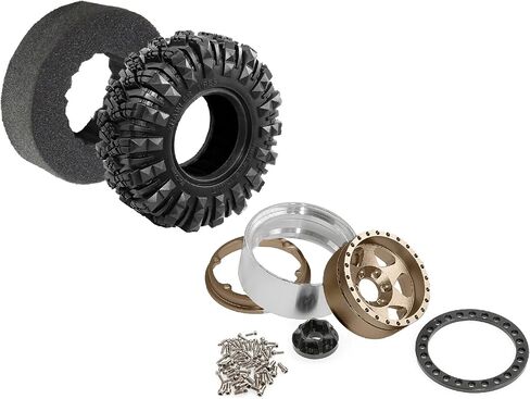 STMU Negative Offset 10.4mm 1.9 Beadlock Wheel Rims Aluminum and 1.9 RC Crawler Tires 4.33 Inch OD Foam Inserts for Traxxas TRX4 Axial SCX10 SCX10 II III RBX10 Redcat Gen 8 (Brown) in Kuwait