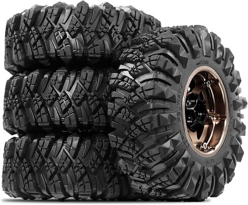 STMU Negative Offset 10.4mm 1.9 Beadlock Wheel Rims Aluminum and 1.9 RC Crawler Tires 4.33 Inch OD Foam Inserts for Traxxas TRX4 Axial SCX10 SCX10 II III RBX10 Redcat Gen 8 (Brown) in Kuwait
