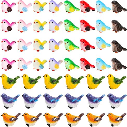 50 Pcs Mini Realistic Bird Figurines, Miniature Resin Bird Statues, Tiny Vivid Animal Model, Micro Landscape Fairy Garden Accessories, Fake Cute Birds Figurines for Craft Dollhouse Cake Topper in Saudi Arabia