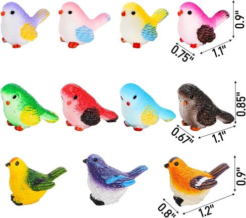 50 Pcs Mini Realistic Bird Figurines, Miniature Resin Bird Statues, Tiny Vivid Animal Model, Micro Landscape Fairy Garden Accessories, Fake Cute Birds Figurines for Craft Dollhouse Cake Topper in Saudi Arabia