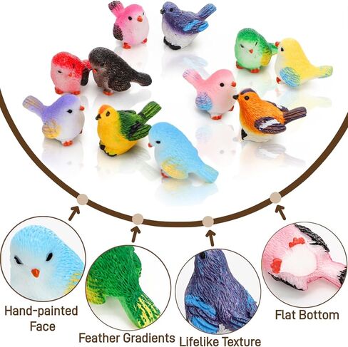 50 Pcs Mini Realistic Bird Figurines, Miniature Resin Bird Statues, Tiny Vivid Animal Model, Micro Landscape Fairy Garden Accessories, Fake Cute Birds Figurines for Craft Dollhouse Cake Topper in Saudi Arabia