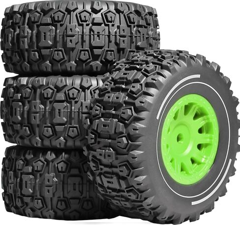 Pre-glued 64mm RC Truck Rubber Tires and Nylon Wheel with 12mm Hex, Fit for 1/14 1/16 1/18 RC On/Off-Road Racing Car, ARRMA Mojave GROM, HPI, Traxxas Slash, Tamiya, Toyota, WLtoys (Black) in Saudi Arabia