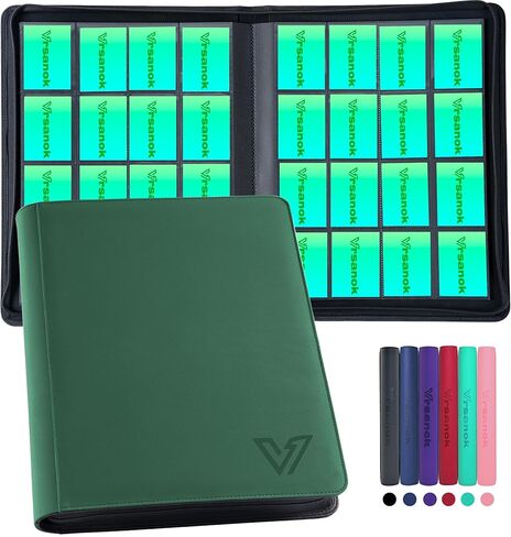 16 Pocket Trading Card Binder – Holds 1280 Cards, Large Capacity 4x4 Card Album with 40 Double-Sided Pages,Ringless PU Cover Zipper Card Folder for Sports & Standard Size TCG Cards in Saudi Arabia