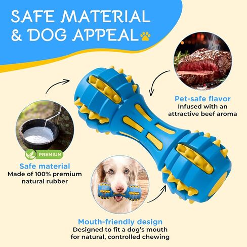 Ruffoo GnawBell Dog Squeaky Chew Toy for Heavy Chewers, Durable Dual-Layer Design, Interactive Natural Rubber Dog Toy for Medium & Large Breeds in Saudi Arabia