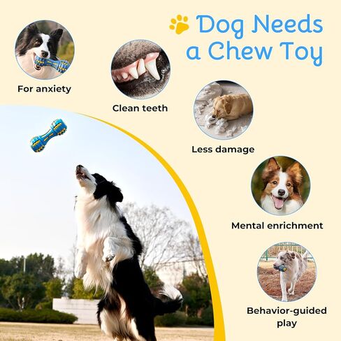 Ruffoo GnawBell Dog Squeaky Chew Toy for Heavy Chewers, Durable Dual-Layer Design, Interactive Natural Rubber Dog Toy for Medium & Large Breeds in Saudi Arabia