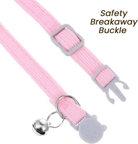 Breakaway Cat Collar with Bow Tie and Bell Cotton Soft Corduroy Kitten Bowtie Collar Adjustable Cute Kitten Cat Collars for Female Cats, Safe Release Buckle, Pink in Kuwait