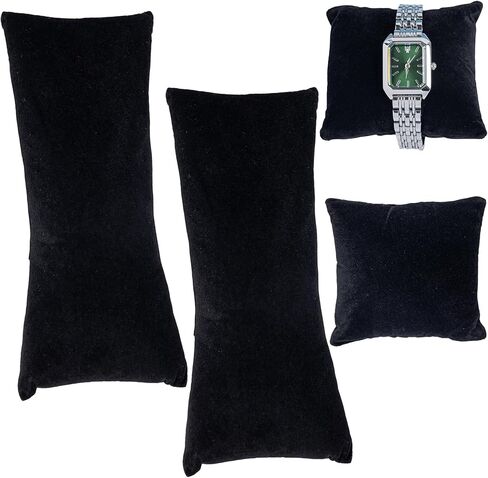 Framendino, 4 Pack Black Long Watch Pillows Velvet Bracelet Jewelry Pillow for Display Storage in Saudi Arabia