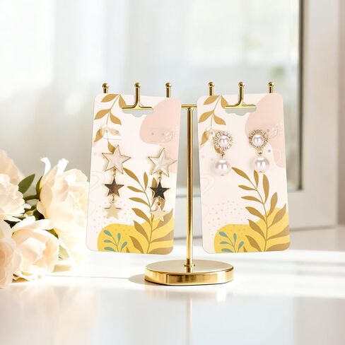 joycraft 100Pcs Brown Earring Display Cards - 2x3.5 in Paper Jewelry Display Cards with 6 Holes, Plant Jewelry Holder Tags for Selling, Packaging, Hanging, Retail in Saudi Arabia