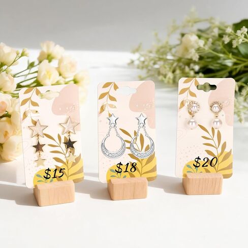 joycraft 100Pcs Brown Earring Display Cards - 2x3.5 in Paper Jewelry Display Cards with 6 Holes, Plant Jewelry Holder Tags for Selling, Packaging, Hanging, Retail in Saudi Arabia