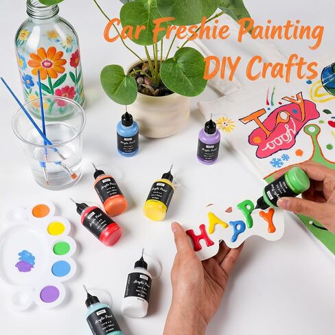 Nicpro 12 Colors(1oz / 30ml) Matte Acrylic Paint Set with Precision Applicator Cap for Car Freshie Painting, Drawing and DIY Arts & Crafts Supplies for Adults in Saudi Arabia