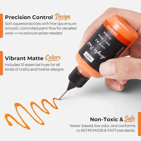 Nicpro 12 Colors(1oz / 30ml) Matte Acrylic Paint Set with Precision Applicator Cap for Car Freshie Painting, Drawing and DIY Arts & Crafts Supplies for Adults in Saudi Arabia