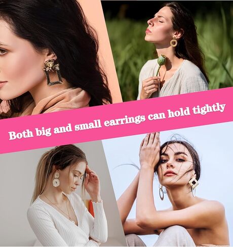 32 Pcs Earring Backs for Droopy Ears, White Acrylic Earring Lifters Comfortable Heavy Earrings Back Support for Avoid Stretched Earlobes Rubber Backs for Large Studs, Heart Design, Easy to Use in Saudi Arabia