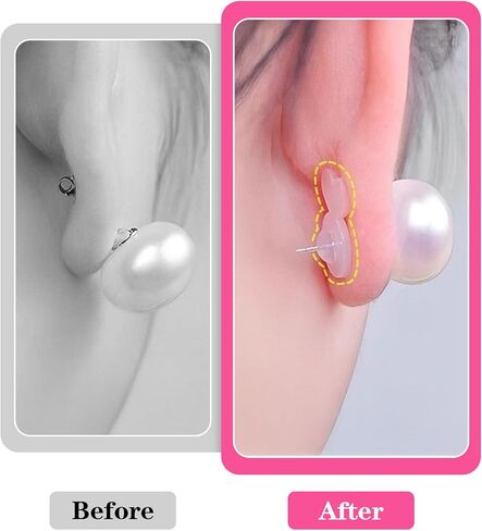 32 Pcs Earring Backs for Droopy Ears, White Acrylic Earring Lifters Comfortable Heavy Earrings Back Support for Avoid Stretched Earlobes Rubber Backs for Large Studs, Heart Design, Easy to Use in Saudi Arabia