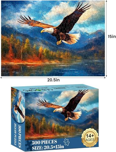 500 Piece Puzzle for Adults, Jigsaw Puzzles Eagle Puzzles Games 500 Pieces and Up for Adult Elderly Great Gift Family Games 20.5"X15" in Kuwait