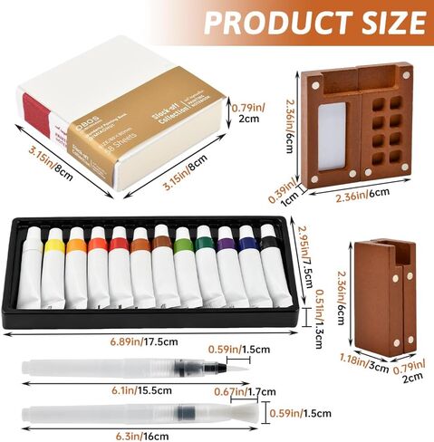 Pocket Artist Watercolor Travel Set, Mini Watercolor Palette Collection(8 Grids), Portable Kit Paint, Brush, Sketchbook & Copper Clip for Artists, Outdoor Sketchers & Beginners in Kuwait